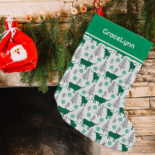 Petite Chaussette De Noël Green Buffalo Plaid Longhorn Motif