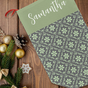 Petite Chaussette De Noël Green Snowflake Motif personnalisé Noël