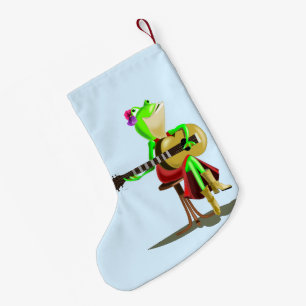 Petite Chaussette De Noël Grenouille Jouer Guitare Noël Stocking - Peinture