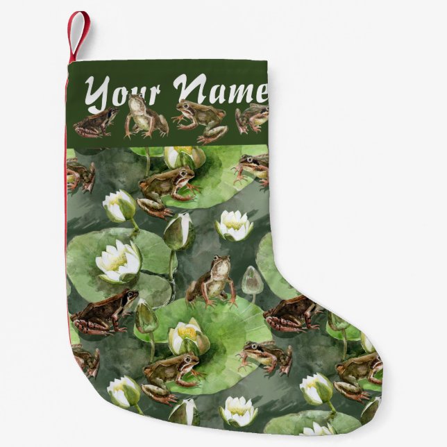 Petite Chaussette De Noël Grenouilles - Stocker de Noël vert (Devant)