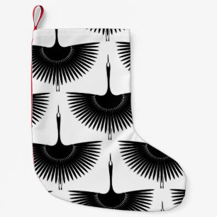 Petite Chaussette De Noël Grue gracieuse : Motif d'oiseaux orientaux