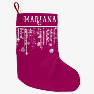 Petite Chaussette De Noël Guirlande lumineuse rose petit bas de Noël