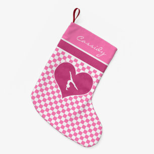 Petite Chaussette De Noël Gymnastique Checkered assez rose avec le