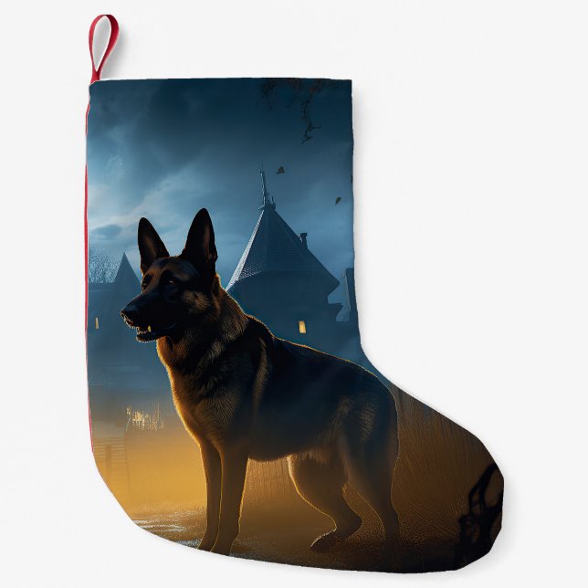 Petite Chaussette De Noël Halloween berger allemand effroi (Devant)