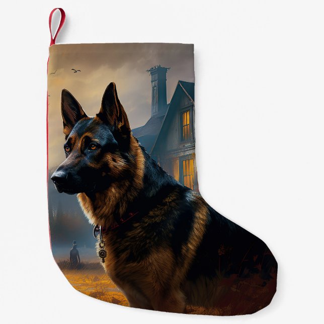 Petite Chaussette De Noël Halloween berger allemand effroi (Devant)