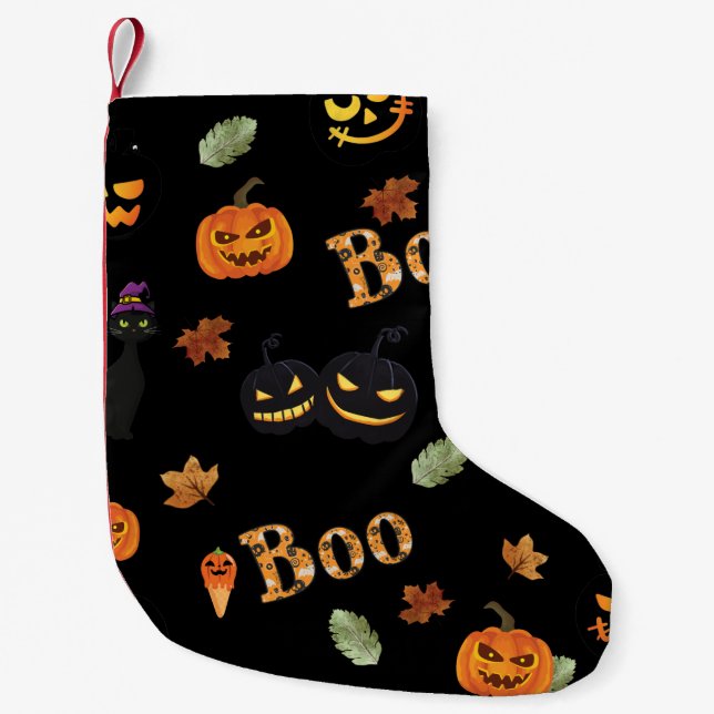 Petite Chaussette De Noël Halloween Cat Boo (Devant)