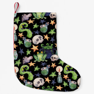Petite Chaussette De Noël Halloween éffrayant : Motif à main foncée.