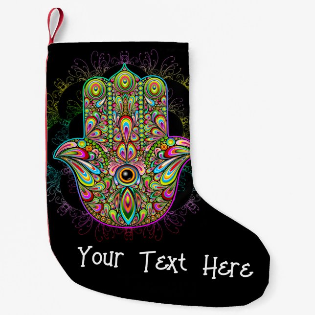 Petite Chaussette De Noël Hamsa Fatma Main Psychedelic Art (Devant)