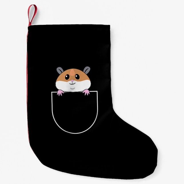 Petite Chaussette De Noël Hamster À Faux Pocket (Devant)