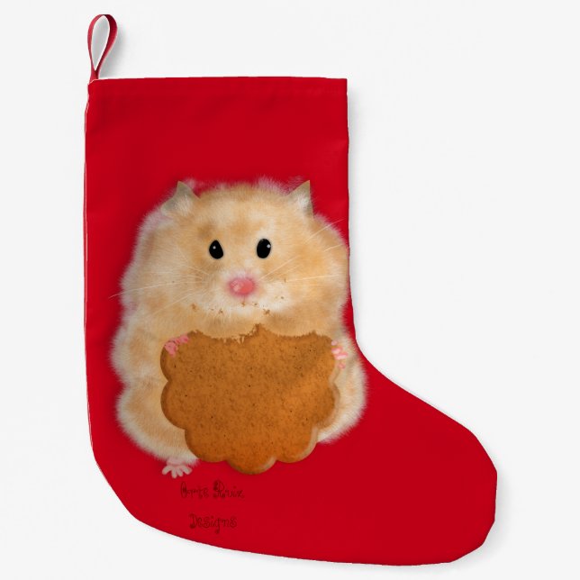 Petite Chaussette De Noël Hamster avec biscuit Noël Stocker (Devant)