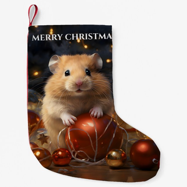 Petite Chaussette De Noël Hamster & Noël Bauble Noël Stocker (Devant)