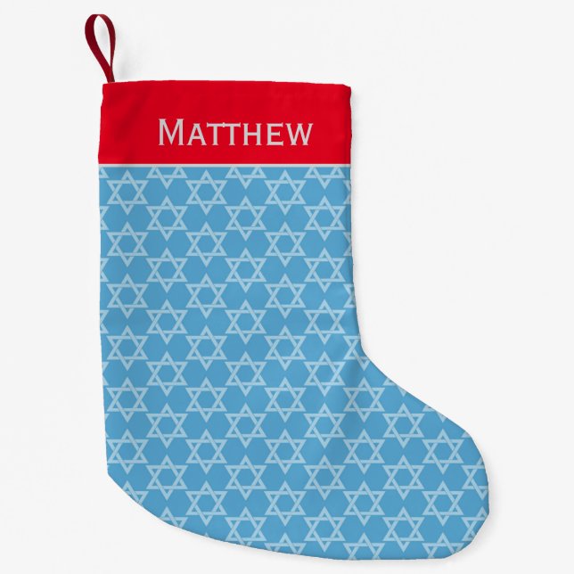 Petite Chaussette De Noël Hanoukka Star of David Personnaliser (Devant)