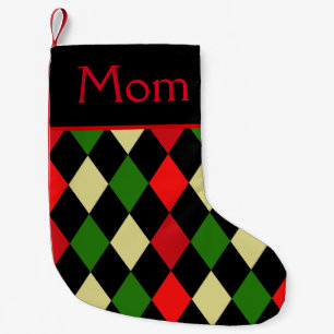 Petite Chaussette De Noël Harlequin Motif géométrique de vacances Personnali
