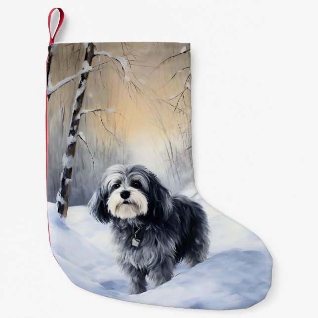 Petite Chaussette De Noël Havanais laissez-le neiger Noël (Devant)