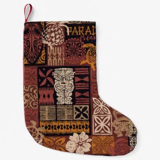 Petite Chaussette De Noël Hawaiian style tribal motif fabric patchwork abstr