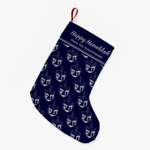 Petite Chaussette De Noël HEUREUX HANOUKKA Dreidel Customisé BLEU FONCÉ