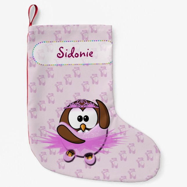 Petite Chaussette De Noël hibou de ballerine (Devant)