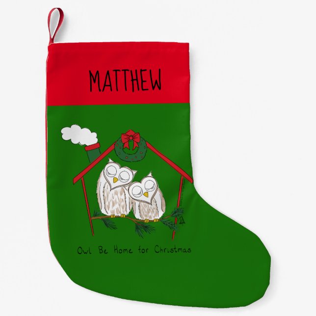Petite Chaussette De Noël Hibou Noël mignon Enfants (Devant)