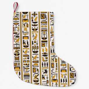 Petite Chaussette De Noël Hiéroglyphes égyptiens jaune-noir couleur transpar