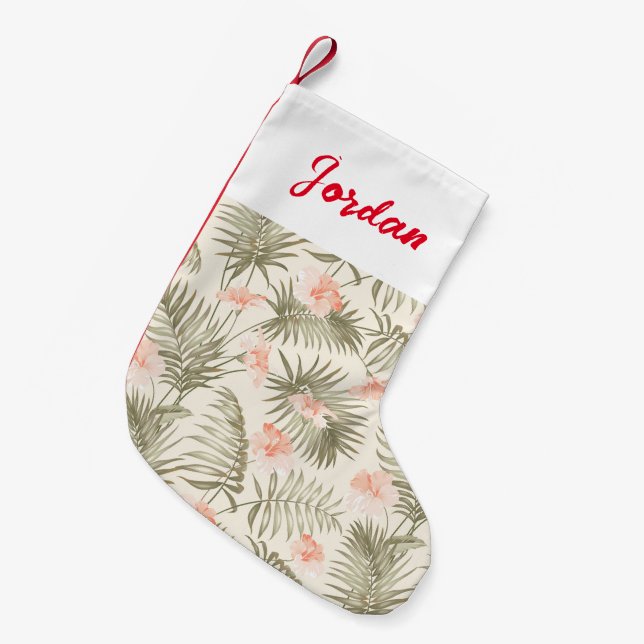 Petite Chaussette De Noël Hisbiscus Tropical Palm Tree Motif (Devant (Accrochage))