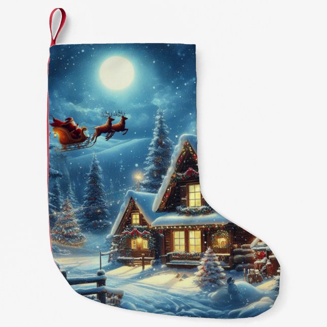 Petite Chaussette De Noël Hiver/Père Noël/Noël/Neige (Devant)