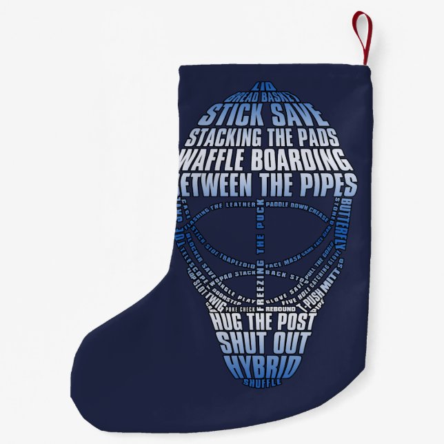 Petite Chaussette De Noël Hockey Goalie Masque Mot Art (Dos)