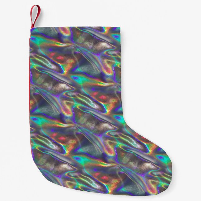 Petite Chaussette De Noël holographique argent xmas stockage de noël (Devant)