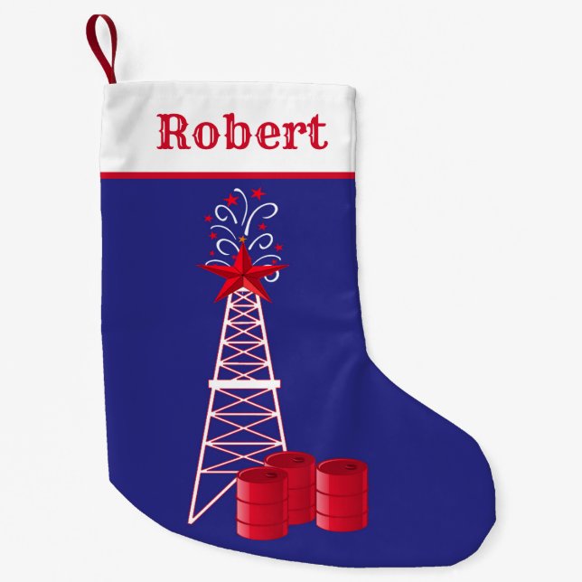 Petite Chaussette De Noël Huile Rig Avec Barils Joyeux Noël (Devant)