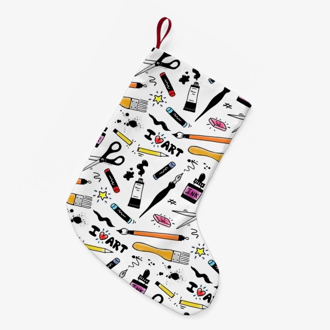 Petite Chaussette De Noël I Love Art Supplies Motif (Devant (Accrochage))