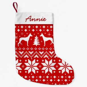 Petite Chaussette De Noël Ibizan Hound Silhouettes Motif de vacances Rouge
