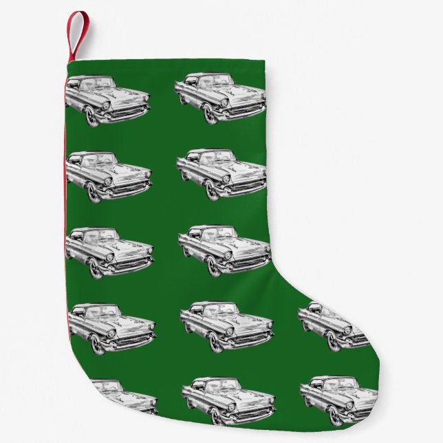 Petite Chaussette De Noël Illustration 1957 classique de voiture de Bel Air (Devant)