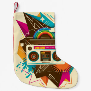 Petite Chaussette De Noël Illustration Abstraite de la radio Vintage colorée