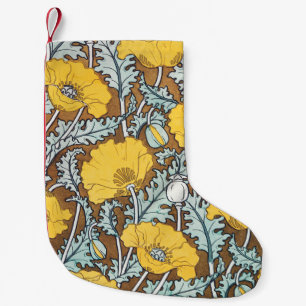 Petite Chaussette De Noël illustration d'art pavot fleur jaune