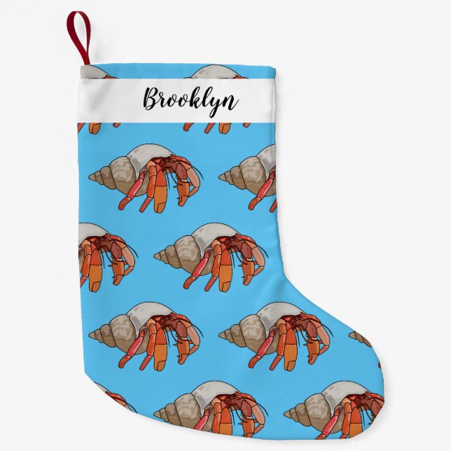 Petite Chaussette De Noël Illustration de crabe ermite (Devant)