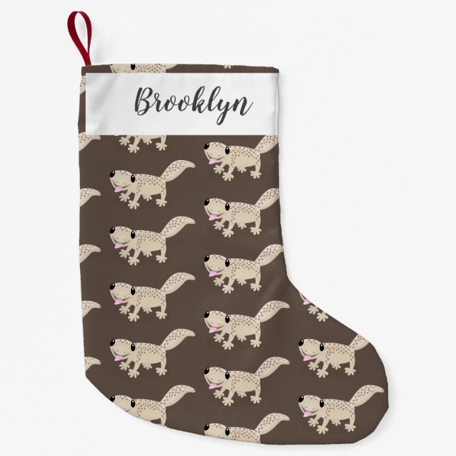 Petite Chaussette De Noël Illustration de gecko tan tan mignon (Devant)