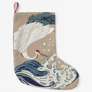 Petite Chaussette De Noël Illustration de grue et vague japonaise. Tradition