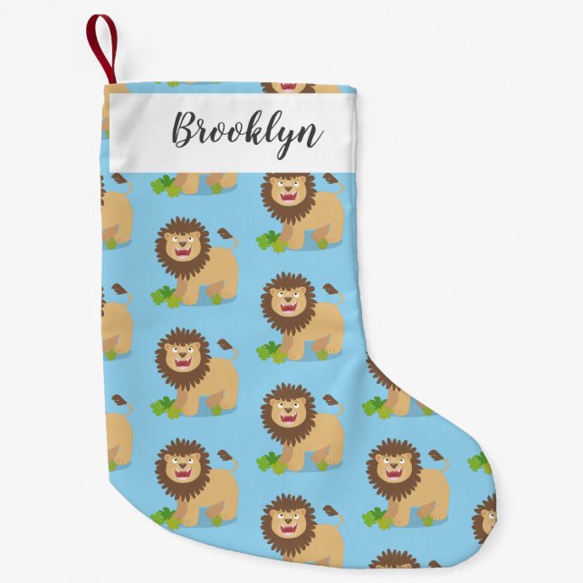Petite Chaussette De Noël Illustration de l'effervescence de lions heureux (Devant)