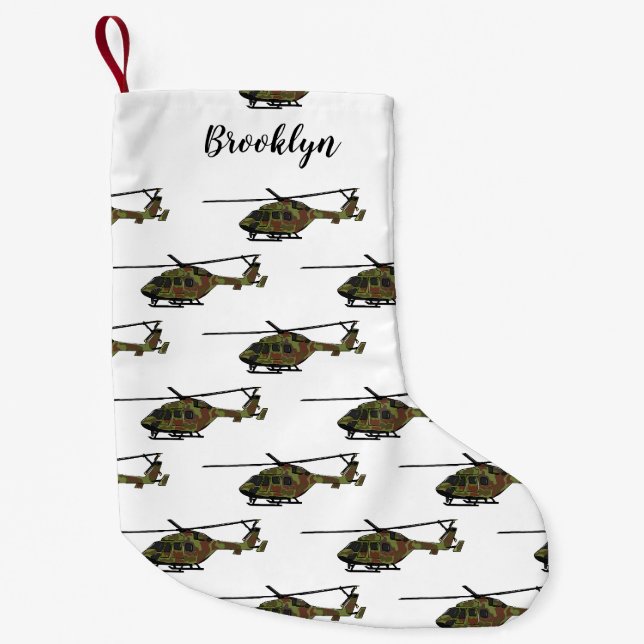 Petite Chaussette De Noël Illustration de l'hélicoptère de l'armée (Devant)