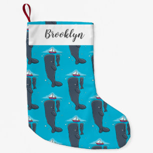 Petite Chaussette De Noël Illustration de mignons baleines et voiliers