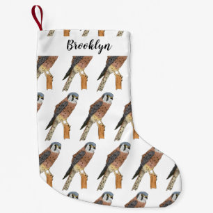Petite Chaussette De Noël Illustration d'oiseau américain Kestrel