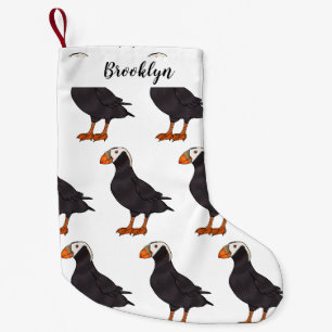 Petite Chaussette De Noël Illustration d'oiseau bouffon touffu