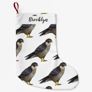 Petite Chaussette De Noël Illustration d'oiseau de faucon pèlerin