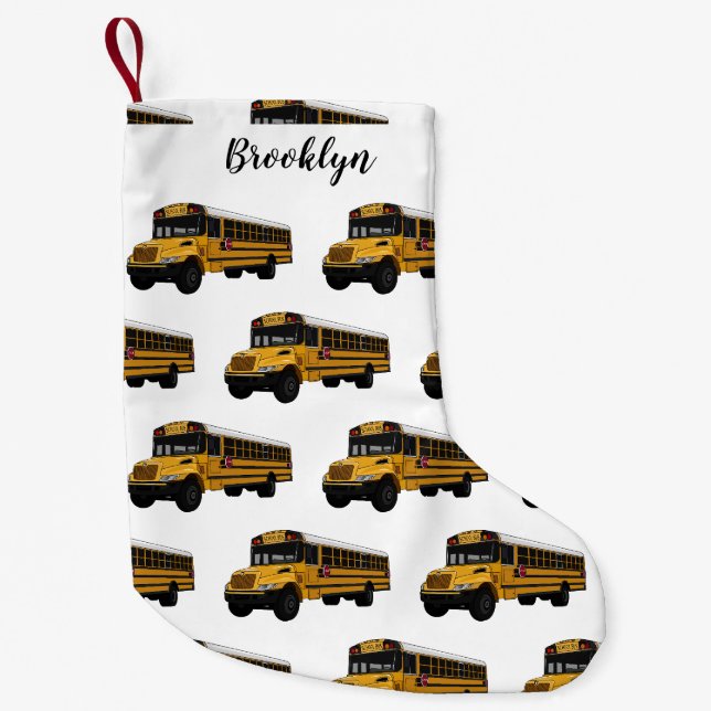 Petite Chaussette De Noël Illustration d'un autobus scolaire (Devant)