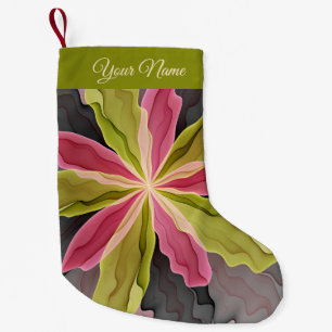 Petite Chaussette De Noël Imaginaire rose vert anthracite Fleur Nom fractal