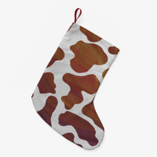 Petite Chaussette De Noël Impression Brown et blanche de vache