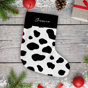 Petite Chaussette De Noël Impression de vache mignonne