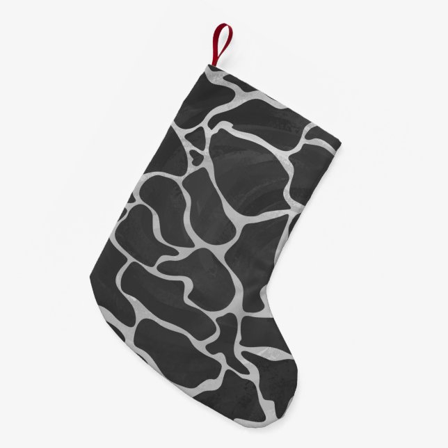 Petite Chaussette De Noël Impression Giraffe noir et gris clair (Devant (Accrochage))