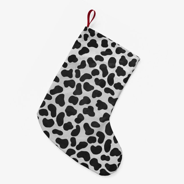 Petite Chaussette De Noël Impression noire et blanche dalmate (Devant (Accrochage))