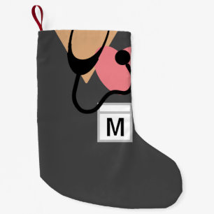 Petite Chaussette De Noël Infirmière amusante Médicale Gray Scrub Monogram