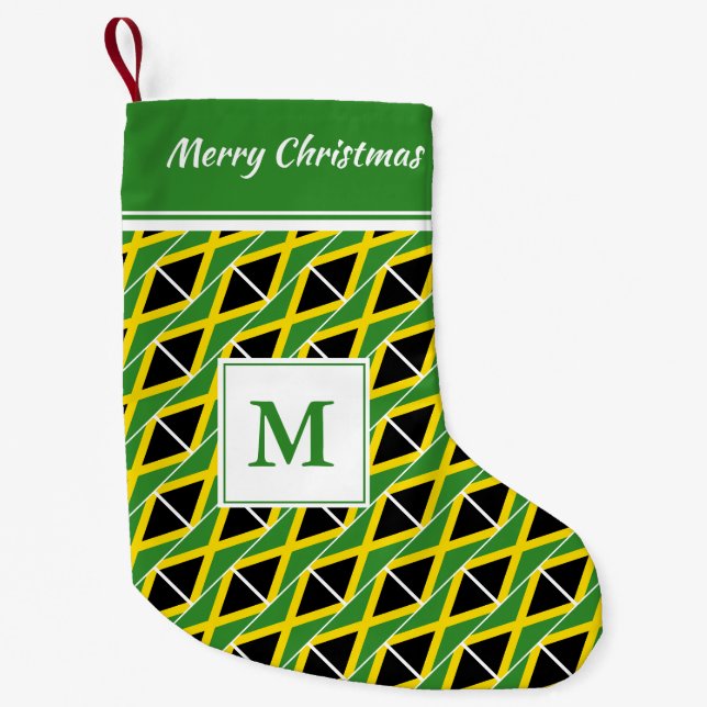 Petite Chaussette De Noël JAMAICA Drapeau Monogramme Texte personnalisé (Devant)